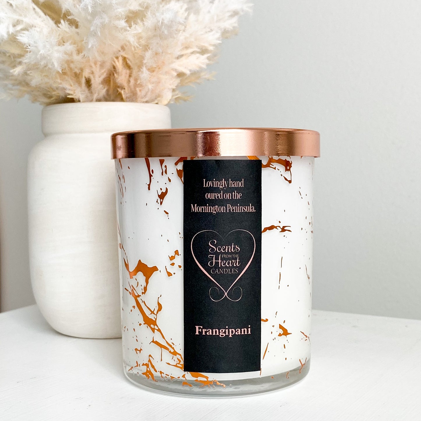 Frangipani Rose Gold Marble Candle 300g