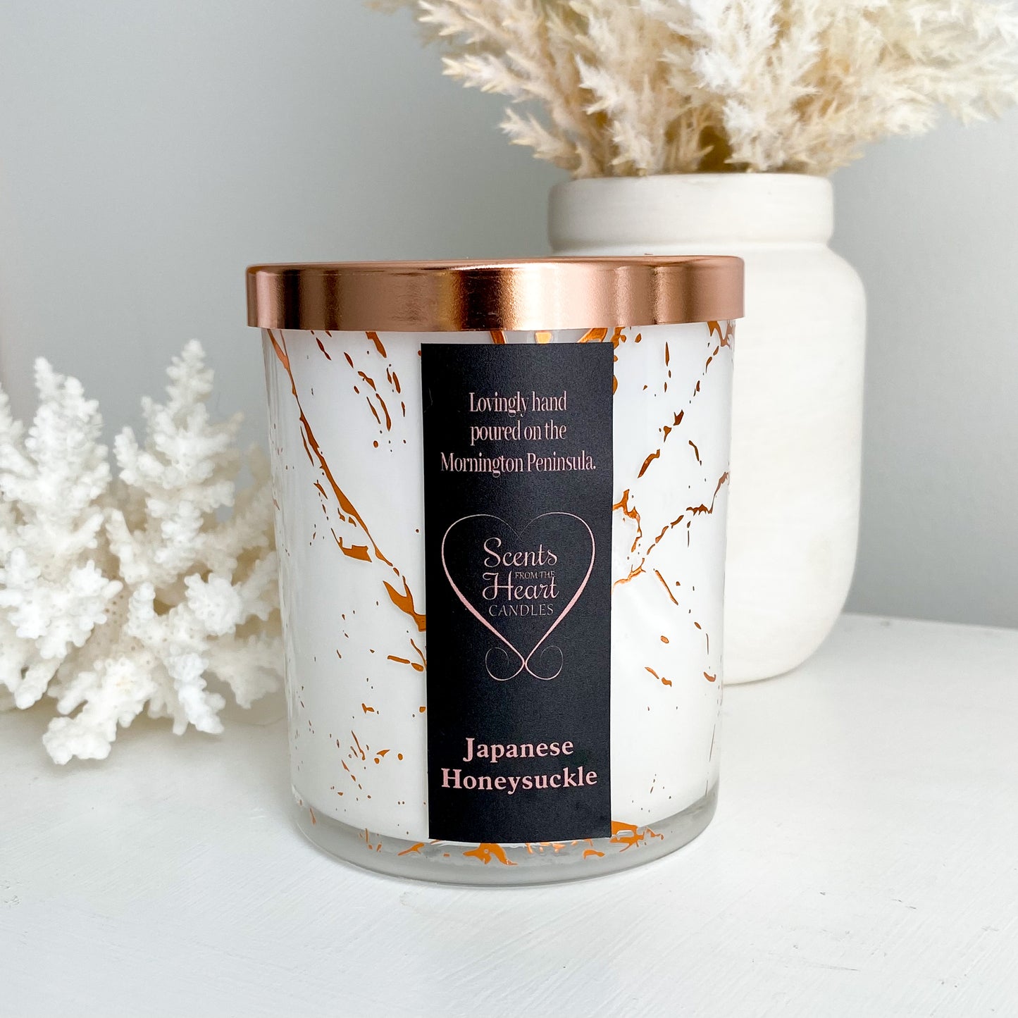 Japanese Honeysuckle Rose Gold Marble Candle 300g