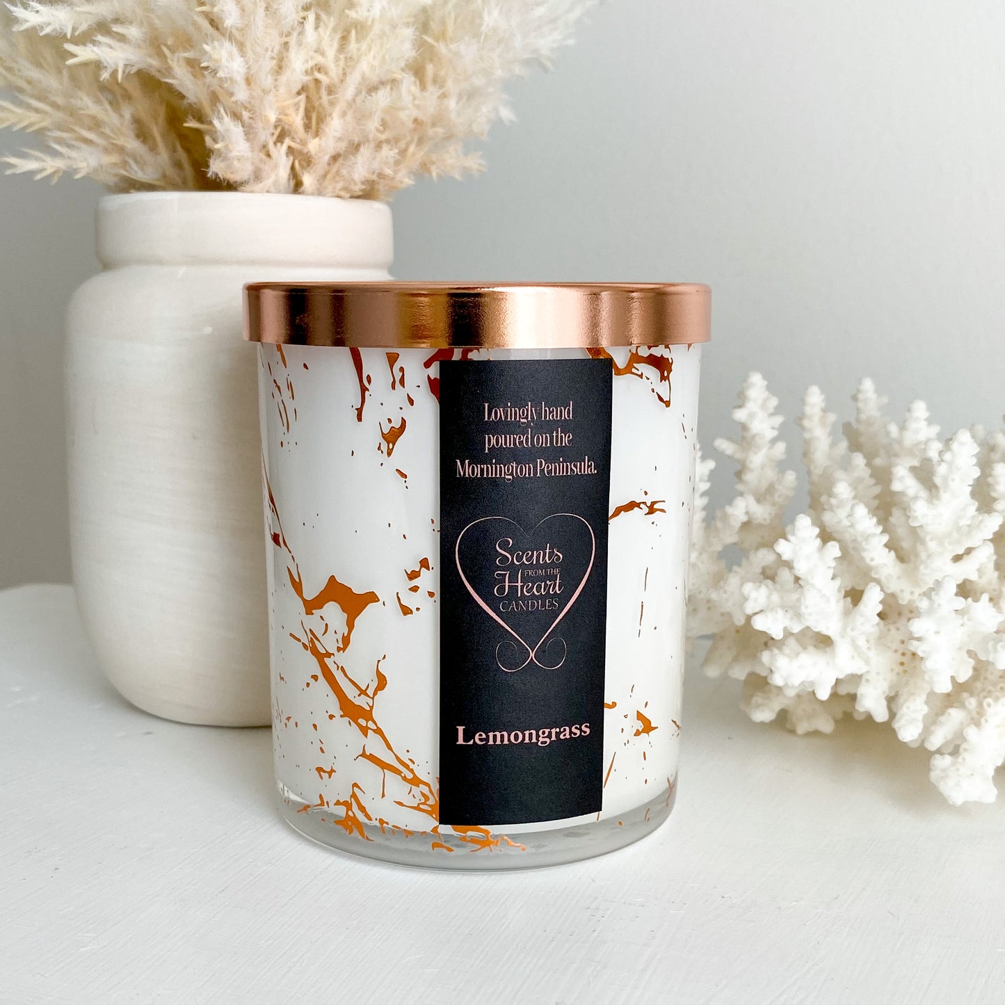 Lemongrass Rose Gold Marble Candle 300g