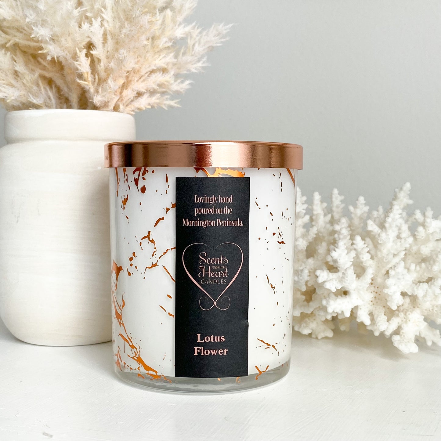 Lotus Flower Rose Gold Marble Candle 300g