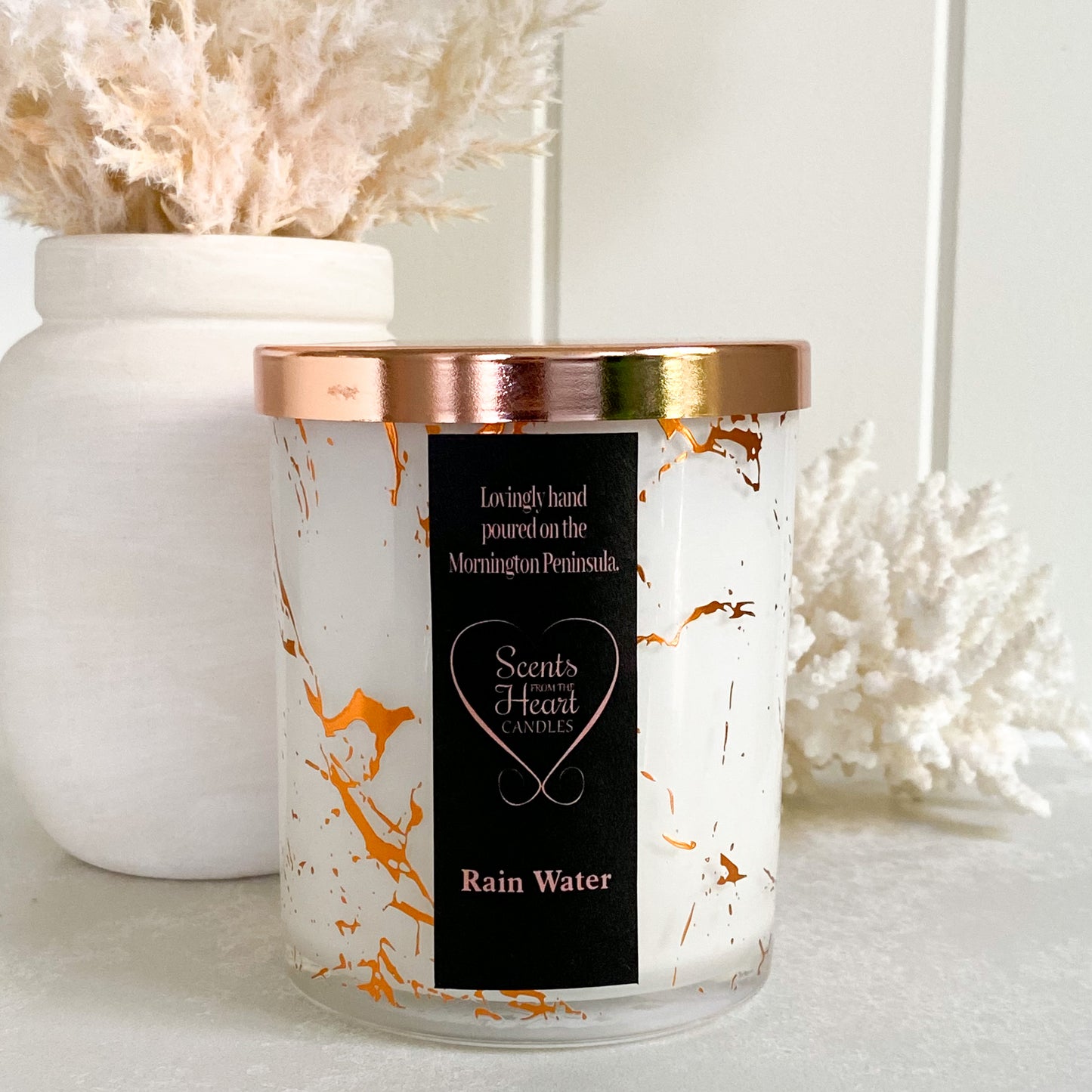 Rain Water Rose Gold Marble Candle 300g