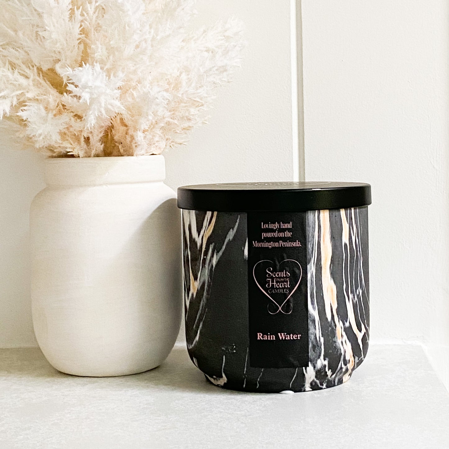 Rain Water Large Marble Candle 450g