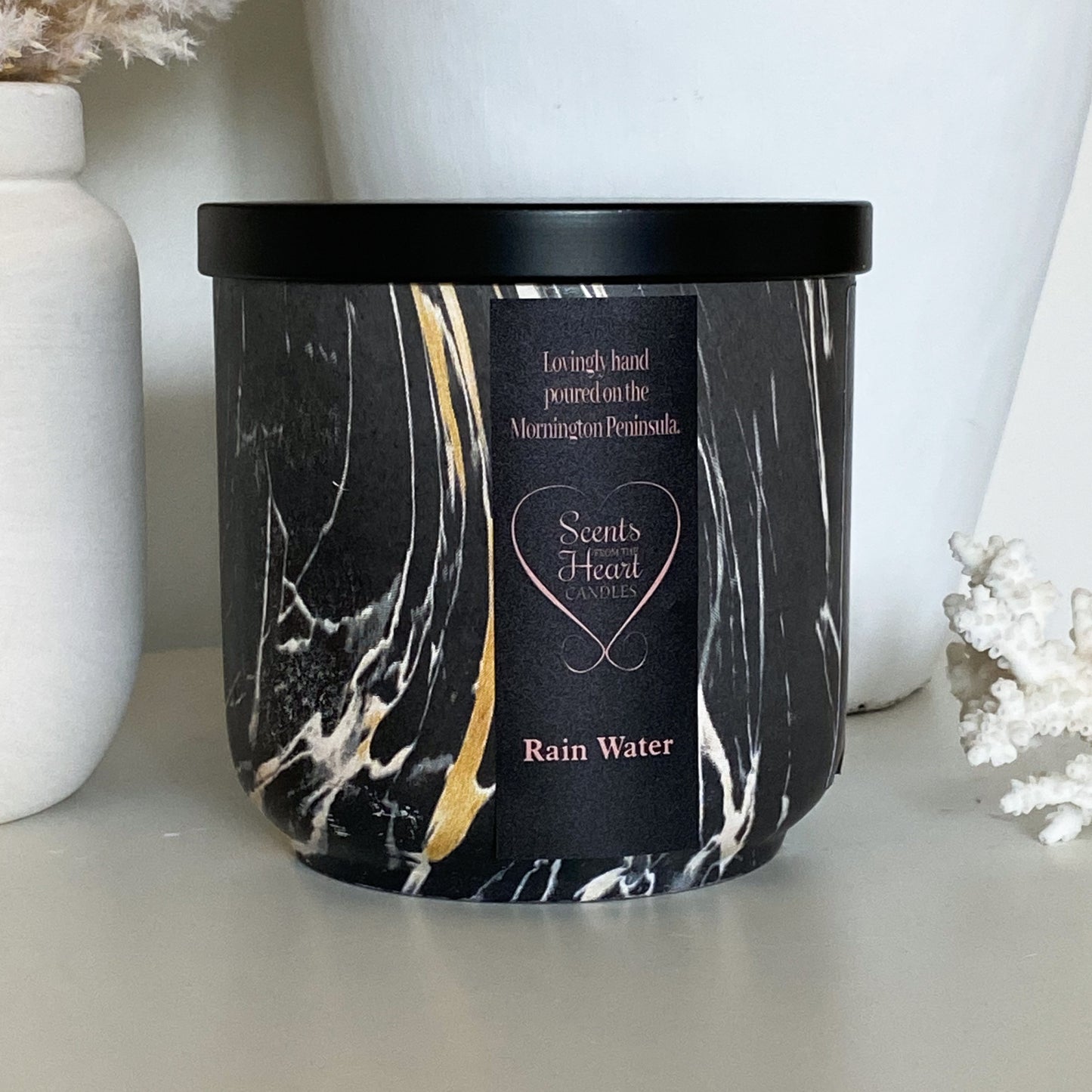 Rain Water Large Marble Candle 450g