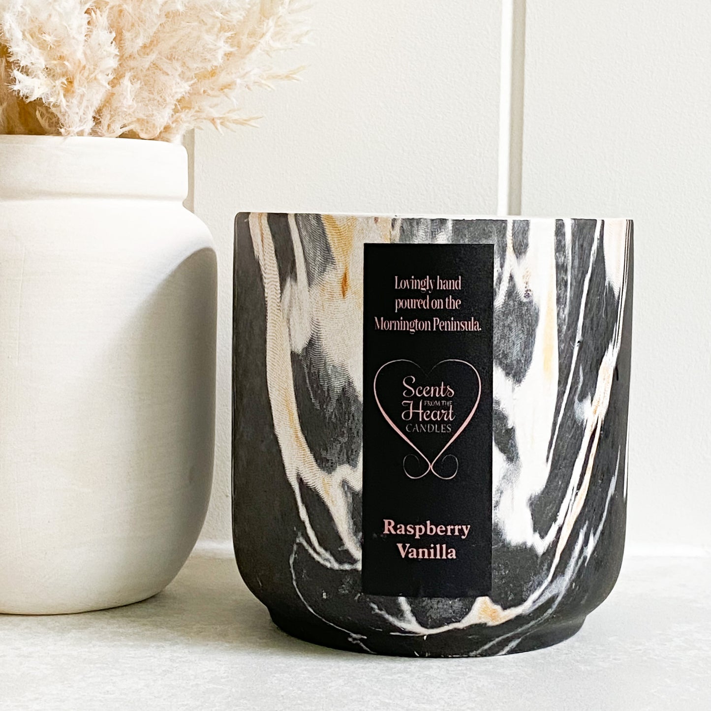 Raspberry Vanilla Large Marble Candle 450g