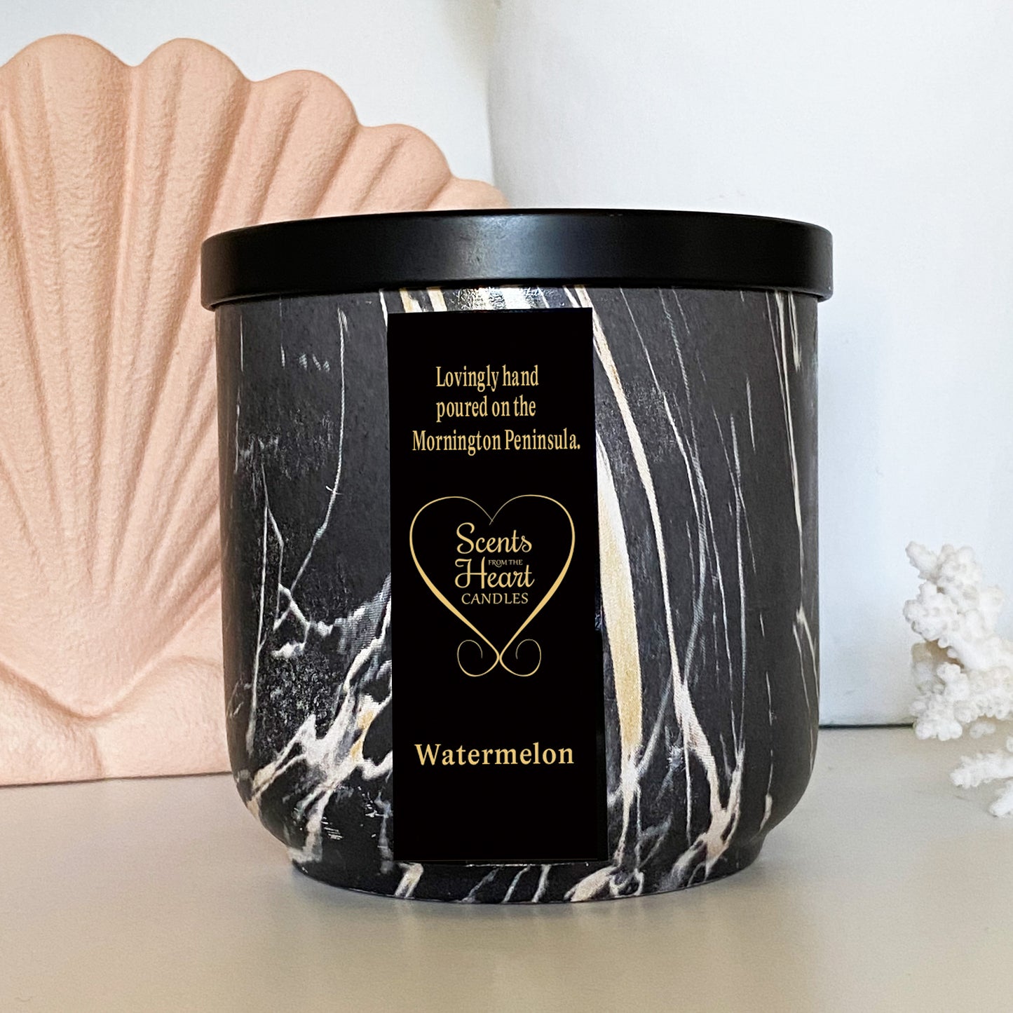 Watermelon Large Marble Candle 450g